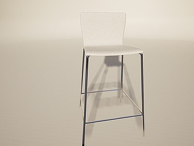 3d白色简约吧台餐椅模型