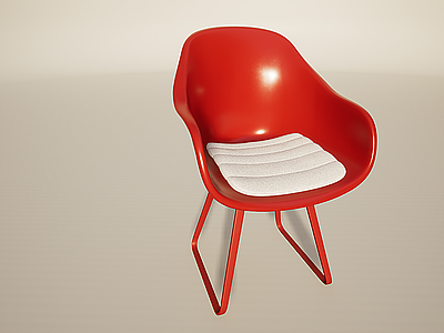红色艺术创意餐椅模型