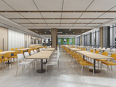 3d食堂公共就餐区模型