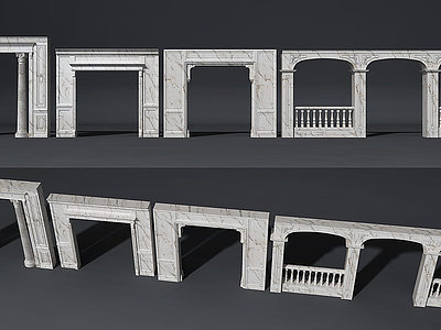 3d欧式拱门垭口门洞组合模型
