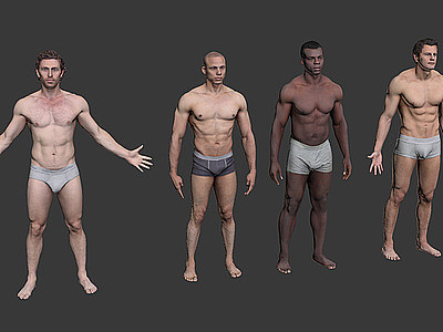 男性裸模合计模型3d模型