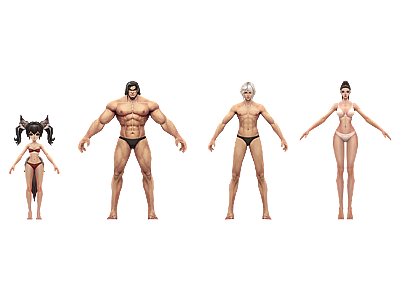 3d游戏动漫角色人物裸模模型
