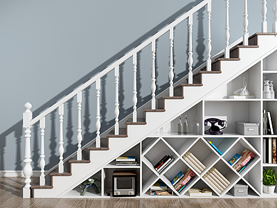简欧楼梯书柜模型3d模型