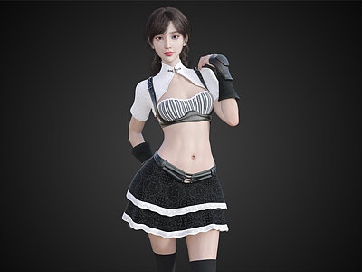 制服女仆裝可愛女孩短裙模型3d模型