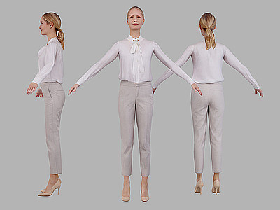 商务白衬衫女性人物模型3d模型