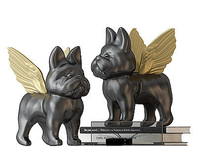 3d天使狗雕塑摆件饰品模型