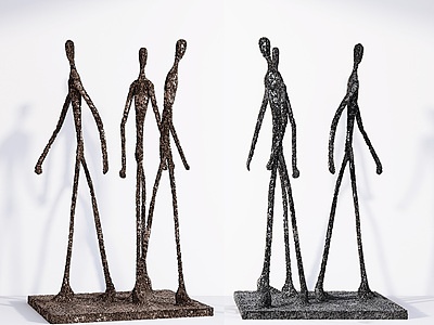 3d现代抽象人物雕塑摆件饰品模型