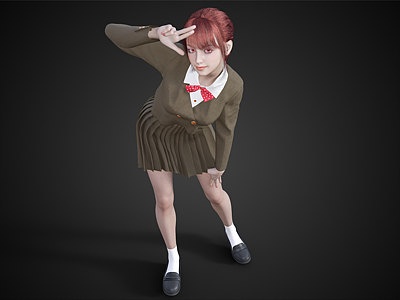 校服女生可愛女孩短裙女孩3d模型