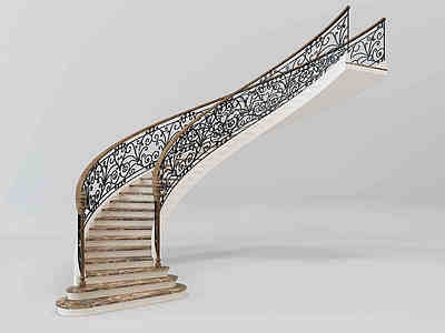 3d欧式铁艺楼梯模型