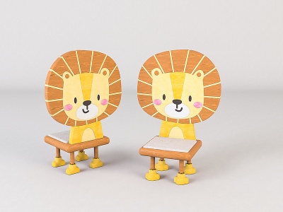 卡通儿童动物座椅板凳模型3d模型