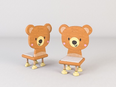 3d卡通儿童动物小熊座椅模型