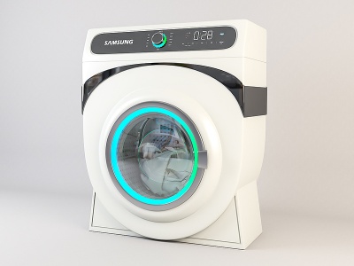 3d家用电器<font class='myIsRed'>全自动</font>滚筒洗衣机模型