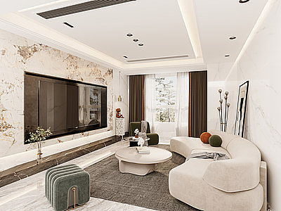 3d现代风家居客厅模型