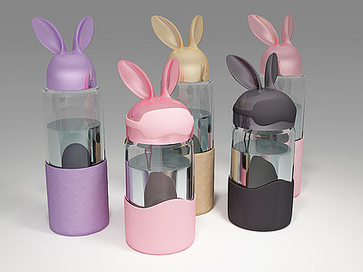 兔子耳朵玻璃杯水杯模型
