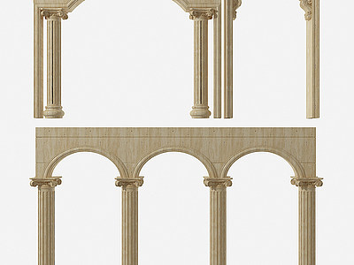 3d欧式门洞罗马柱组合模型