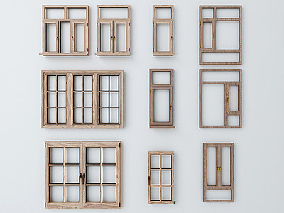 3d现代窗户组合断桥铝窗户模型