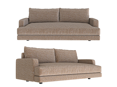 3d现代藕粉双人沙发模型