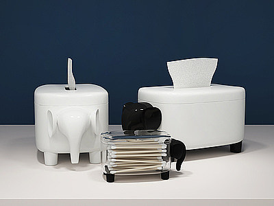 3d大象纸巾盒棉签盒模型