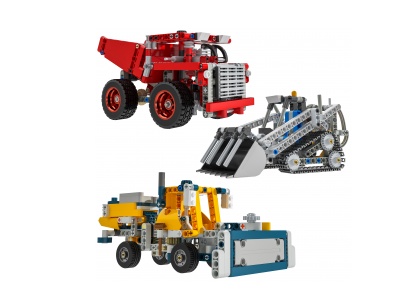 3d现代乐高工程车玩具组合模型