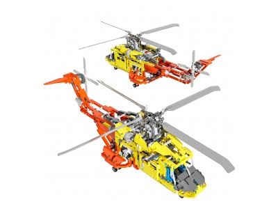 3d现代乐高直升机玩具组合模型