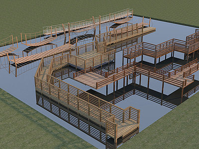 3d木栈道桥模型