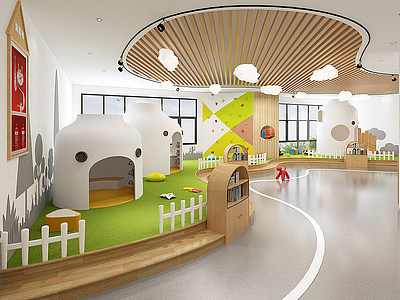 3d现代幼儿园游戏区模型