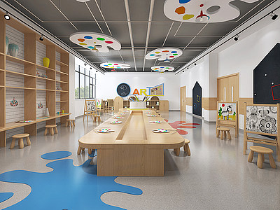 3d现代少儿美术教室模型