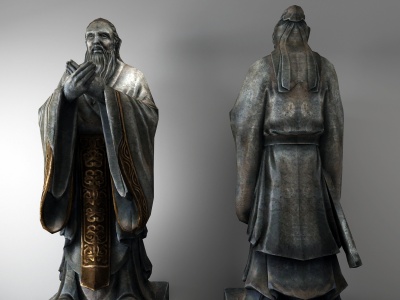 传统中式孔子雕塑模型3d模型