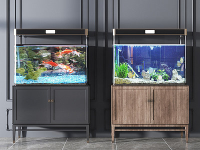 3d鱼缸水族箱组合鱼缸水族箱模型