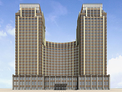 现代高层酒店高层办公楼模型