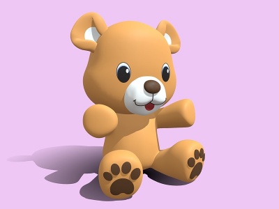 3d小熊雕塑摆件玩偶公仔模型