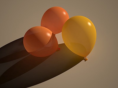3d橡胶气球橘色气球模型