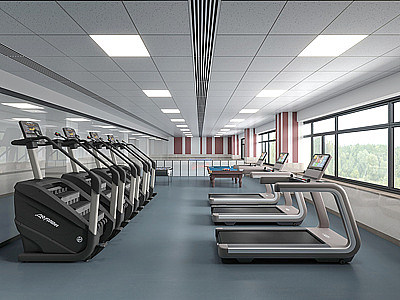 3d现代员工健身活动室模型