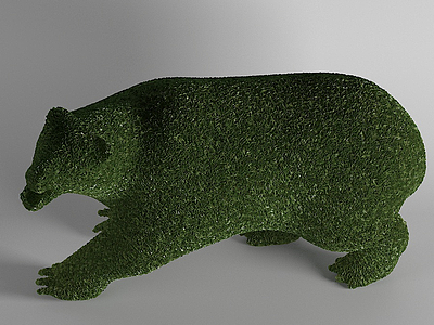 绿雕花雕草雕熊装饰模型3d模型
