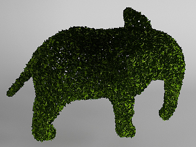 3d大象植物绿色草雕模型