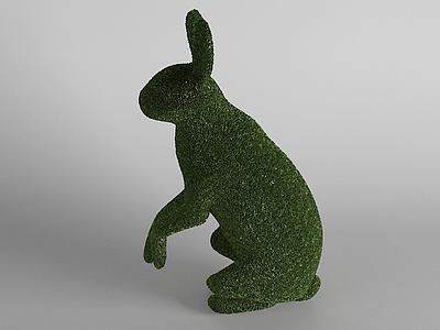 3d植物雕塑站着的兔子模型