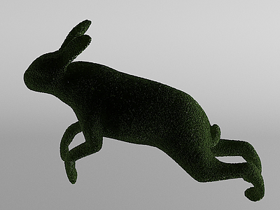 3d植物雕塑草雕奔跑的兔子模型