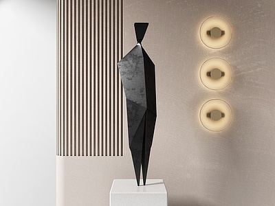 3d现代雕塑壁灯模型