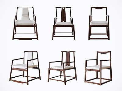 3d新中式风格休闲椅模型