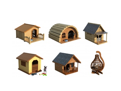 3d现代风格单体建筑宠物屋模型