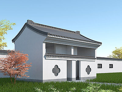 3d中式风格单体建筑古建公厕模型