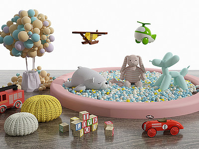 3d现代风格玩具儿童玩具气球模型