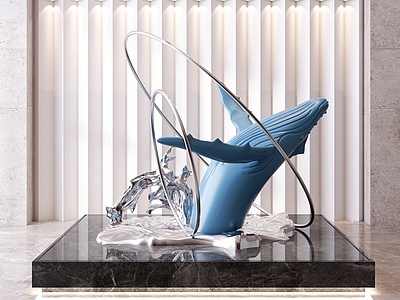 3d现代鲸雕塑装置模型