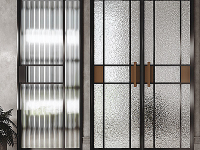 3d现代风格门工艺玻璃门模型