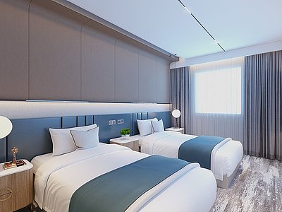 3d现代酒店客房模型