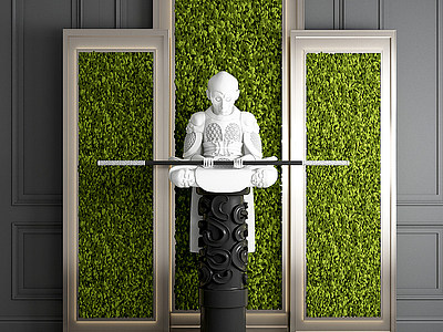 绿植墙植物墙雕塑模型3d模型
