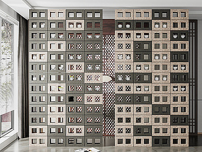 现代方块砖隔断模型3d模型