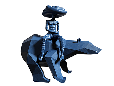 3d现代几何动物雕塑摆件模型