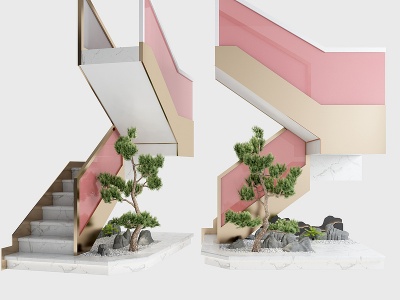 现代轻奢楼梯转角模型3d模型