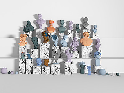 简欧石膏雕塑装置模型3d模型